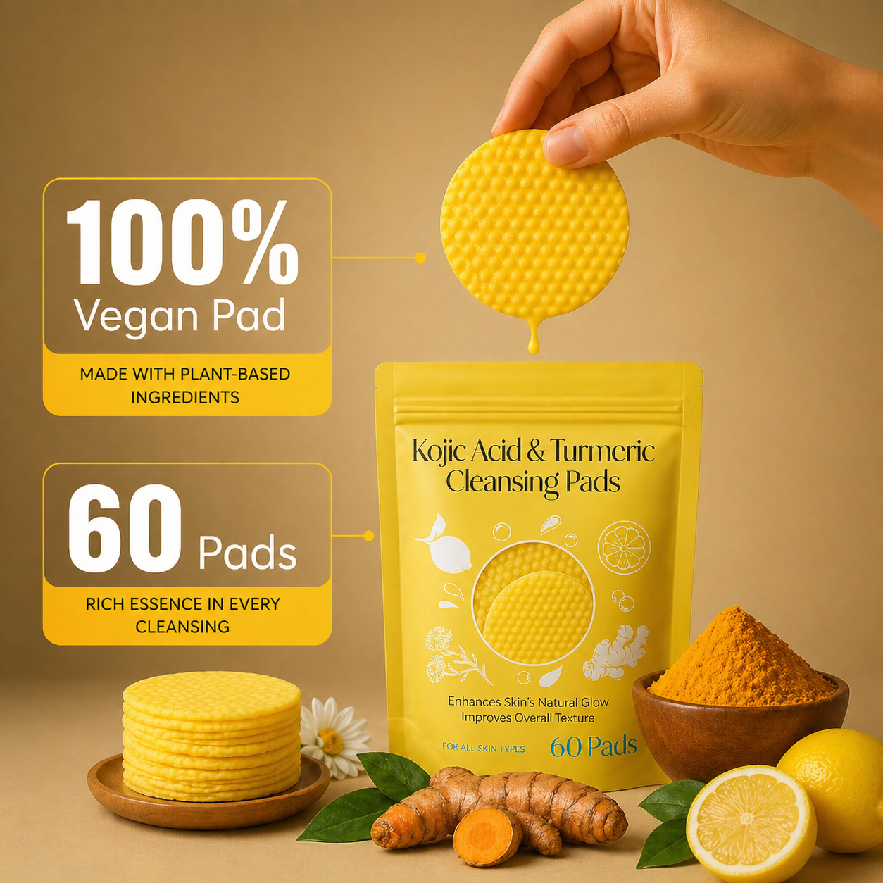 Turmeric & Kojic Acid Cleansing Pads (60 Pads)