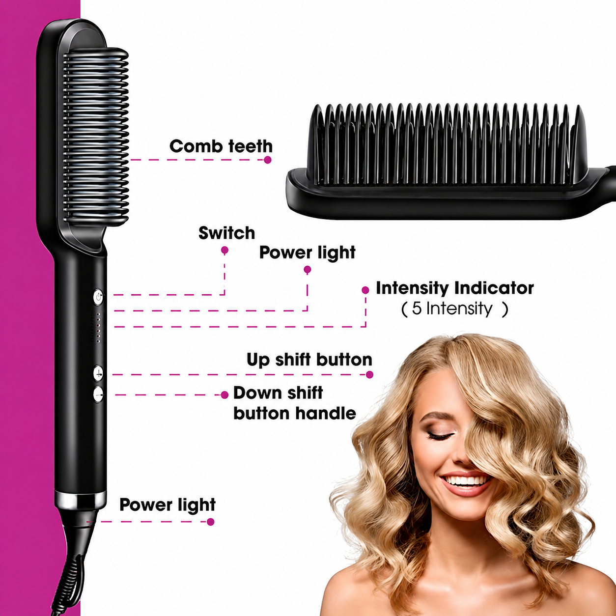 Tourmaline Ceramic Hair Curler Brush | Hair Straightening Iron Perfect for Saloon at Home Hair Styler