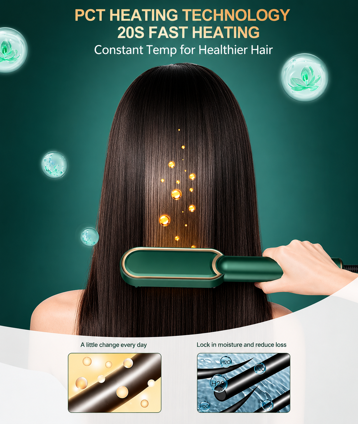 Tourmaline Ceramic Hair Curler Brush | Hair Straightening Iron Perfect for Saloon at Home Hair Styler
