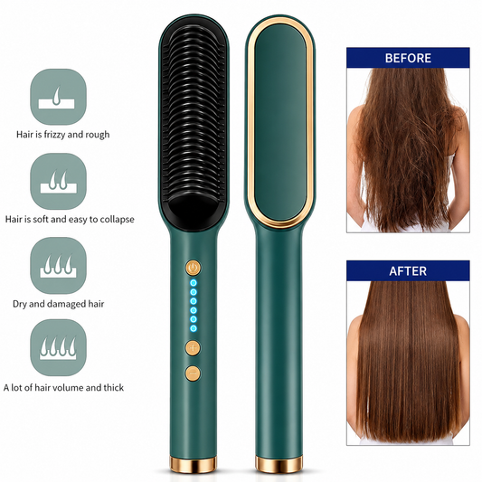 Tourmaline Ceramic Hair Curler Brush | Hair Straightening Iron Perfect for Saloon at Home Hair Styler